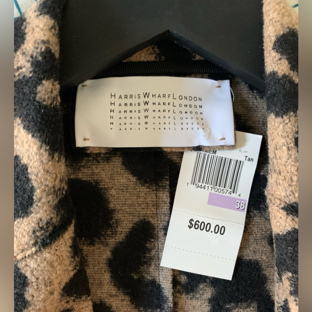 HARRIS WHARF LONDON Leopard Print Jacket Designer Fall Wool Coat NEW IT 38 - Picture 14 of 16